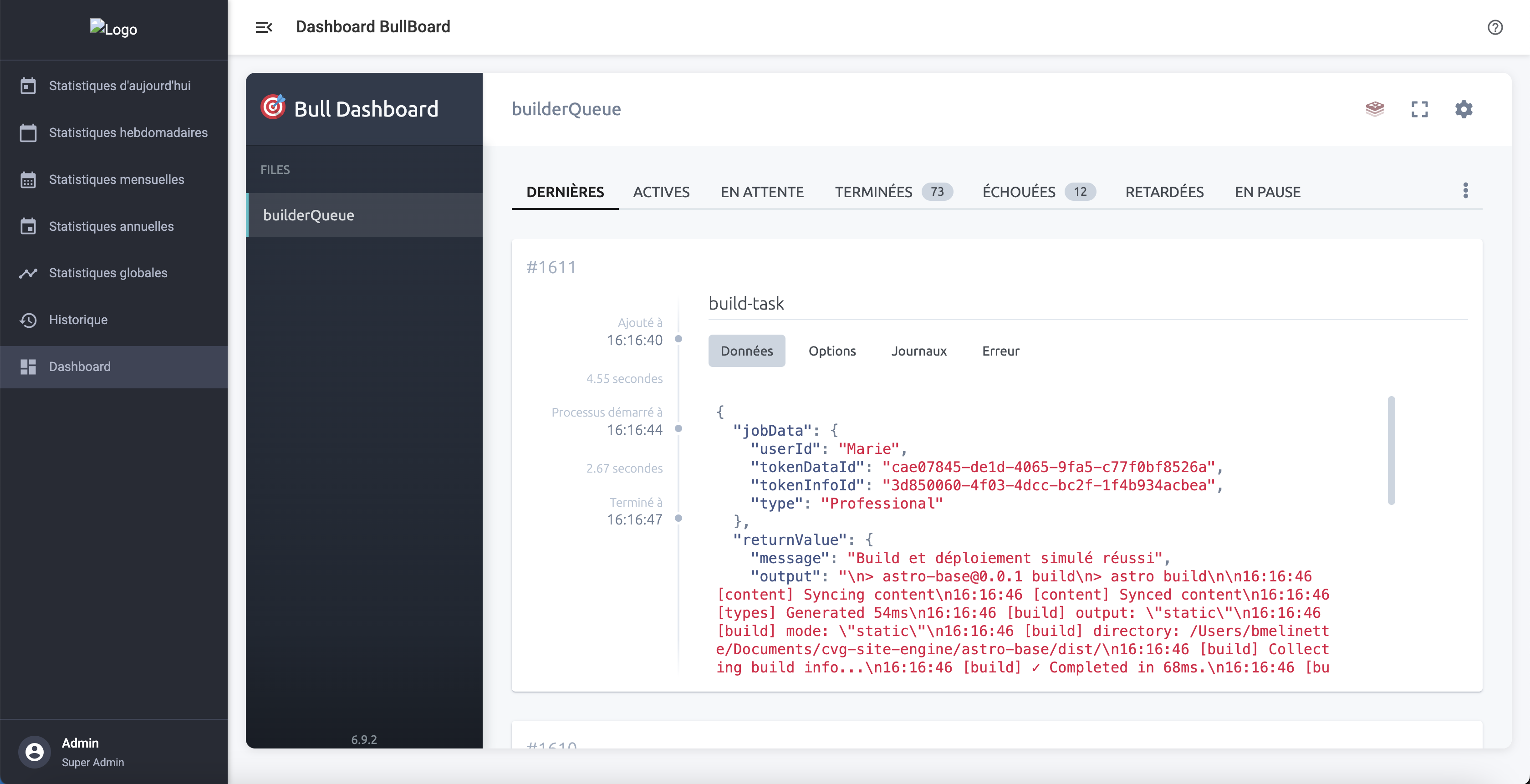 Monitoring des tâches